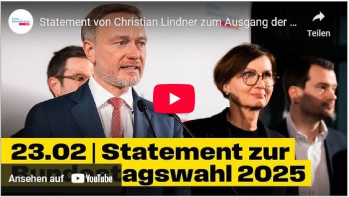 11FDP Bundestagswahl - Statement von Christian Lindner zum Ausgang der Bundestagswahl am 23.02.2025